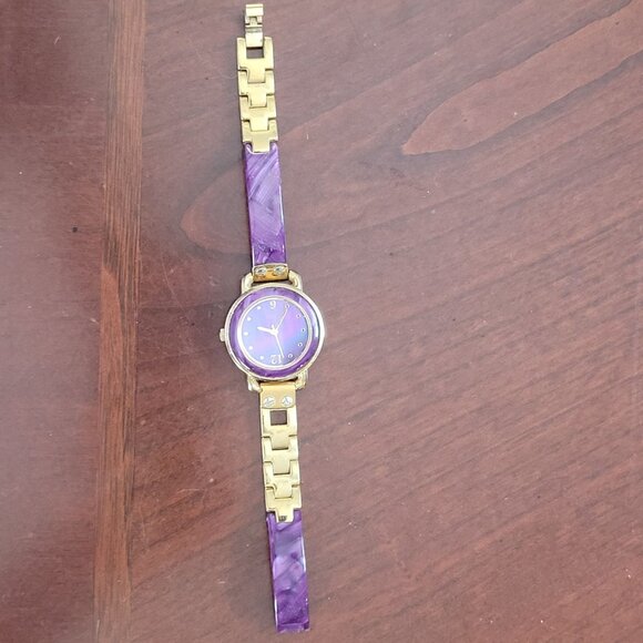 Amitron Now Womens Gold & Purple Quartz Watch With Water Resistant Feature - Picture 1 of 4